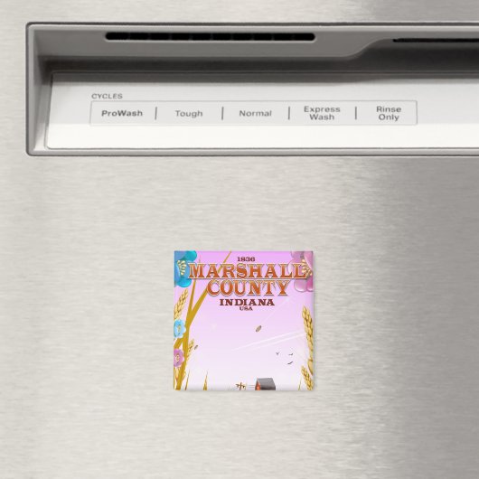 Aimant Affiche de voyage du comté de Marshall '1836' Indi (In Situ (Lave-vaisselle))