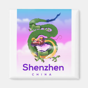 Aimant Affiche de voyage du Dragon de Shenzhen Chine