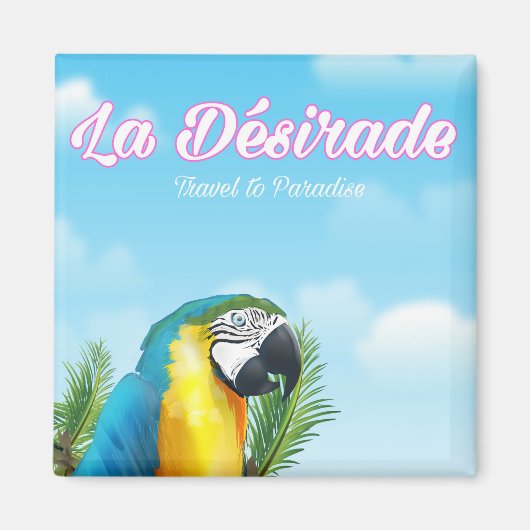 Aimant Affiche de voyage du perroquet de La Désirade (Devant)