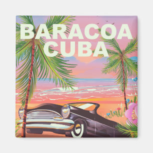 Aimant Affiche de voyage en voiture à Baracoa Cuba