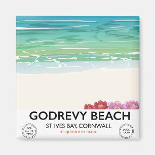 Aimant Affiche de voyage Godrevy Beach St Ives Bay, Corno