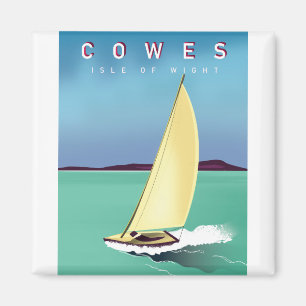 Aimant affiche de voyage imprimée de Cowes île de Wight.