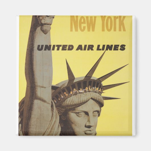 Aimant Affiche De Voyage Pour New York, United Air Lines (Devant)