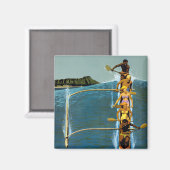 Aimant Affiche De Voyage Pour United Air Lines Vers Hawai (Recto/Verso)