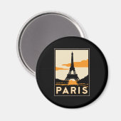 Aimant affiche de voyage rétro paris art déco (Recto/Verso)
