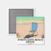 Aimant Affiche de voyage Strete Gate Beach Devon (Recto/Verso)