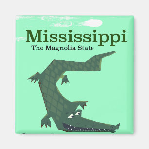Aimant Affiche de voyage vintage Alligator du Mississippi