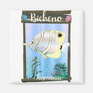 Aimant Affiche de voyage vintage de Bicheno Tasmanie