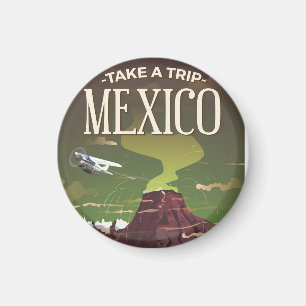 Aimant Affiche de voyage vintage du volcan mexicain
