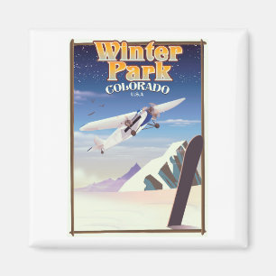Aimant affiche de voyage vintage du Winter Park colorado