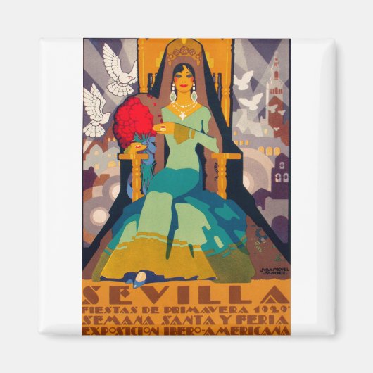 Aimant affiche de voyage vintage seville espagne (Devant)