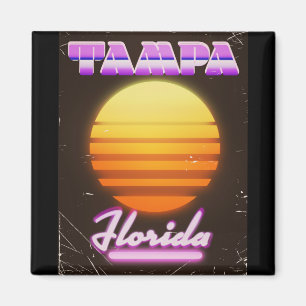Aimant Affiche de voyage vintage Tampa Floride années 80