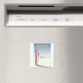 Aimant Affiche d'exploration vintage de ski arctique (In Situ (Lave-vaisselle))