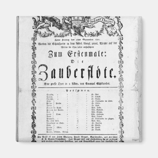 Aimant Affiche publicitaire de "La Flûte magique" (Devant)