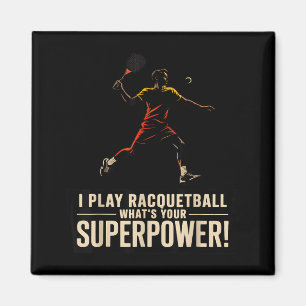 Aimant Affiche rétro de superpuissance de racquetball drô
