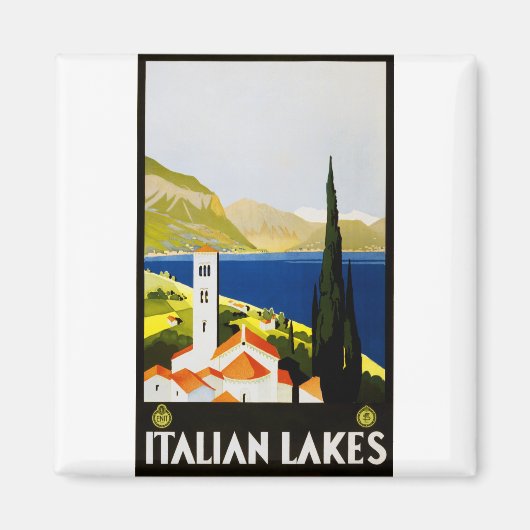 Aimant Affiche touristique des lacs italiens (Devant)