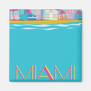 Aimant Affiche vintage des années 1980 Miami Travel