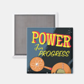 Aimant Affiche vintage Power For Progress Atomique (Recto/Verso)