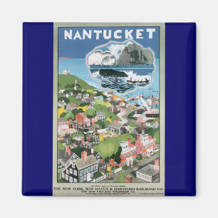 Aimant Affiche Vintage voyage, carte de l'île Nantucket,