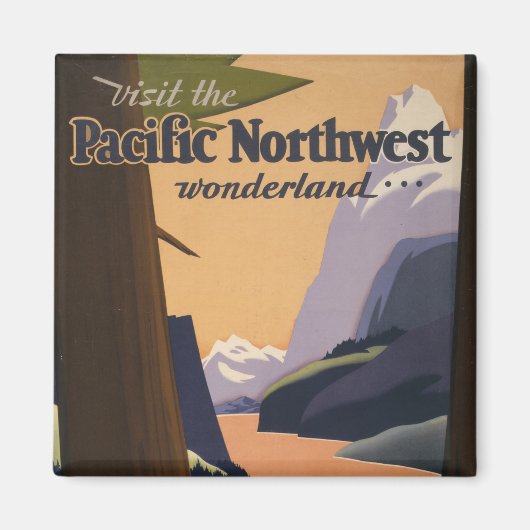 Aimant Affiche Vintage voyage Vue Montagne (Devant)