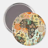 Aimant Africa Map Decorative Tribal Elements Pattern (Recto/Verso)