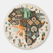 Aimant Africa Map Decorative Tribal Elements Pattern (Devant)