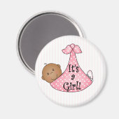 Aimant Africain-Américain rose C'est une fille (Recto/Verso)