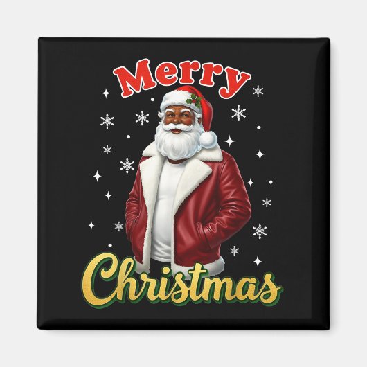 Aimant African American Santa Christmas Cool Black X-mas (Devant)