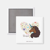 Aimant Afro Unicorn | Design cardiaque unique (Recto/Verso)