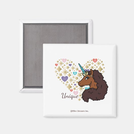 Aimant Afro Unicorn | Design cardiaque unique (Recto/Verso)