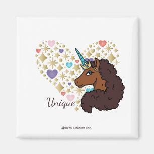 Aimant Afro Unicorn   Design cardiaque unique