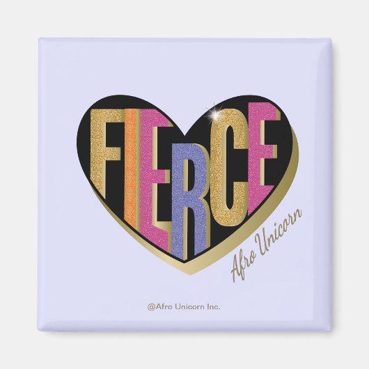 Aimant Afro Unicorn Fierce Heart Design (Devant)