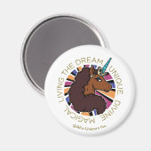 Aimant Afro Unicorn Living the Dream Design (Recto/Verso)
