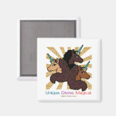 Aimant Afro Unicorn Trio : Unique, Divine et Magique (Recto/Verso)