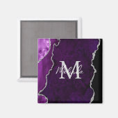 Aimant Agate de marbre violet et argenté (Recto/Verso)