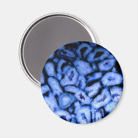Aimant Agate de quartz bleu, Geodes bleues, motif abstrai (Recto/Verso)