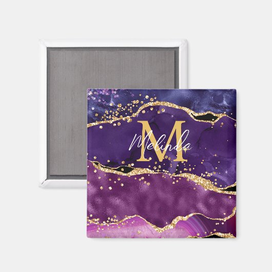 Aimant Agate des séquences de Parties scintillant violet  (Recto/Verso)