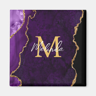 Aimant Agate en marbre violet et or