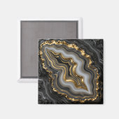 Aimant Agate Géode Marbre Luxe Or Noir (Recto/Verso)