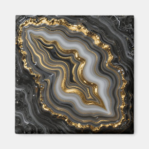 Aimant Agate Géode Marbre Luxe Or Noir