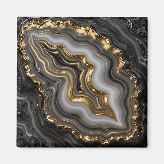 Aimant Agate Géode Marbre Luxe Or Noir (Devant)