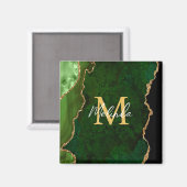 Aimant Agate Marbrée Verte et Dorée (Recto/Verso)