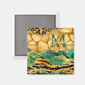 Aimant Agate Poster de animal Gold et Green Safari (Recto/Verso)