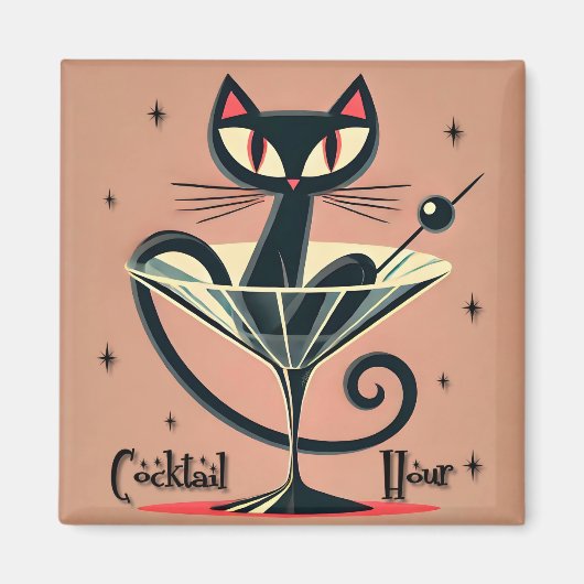 Aimant Âge atomique Futuriste de l'espace Noir Cat Martin (Devant)