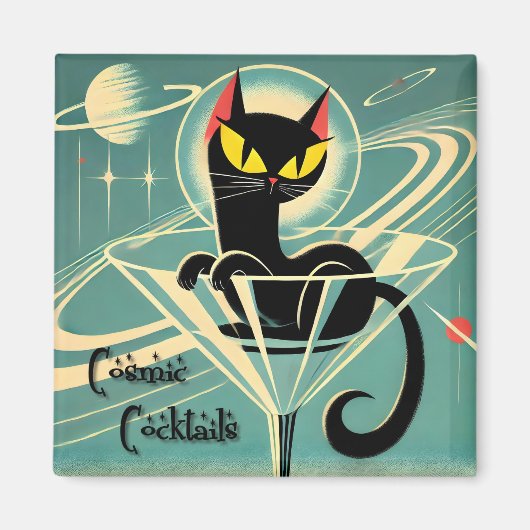 Aimant Âge atomique Futuriste de l'espace Noir Cat Martin (Devant)