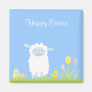 Aimant Agneau mignon de Pâques avec l'aimant d'oeufs