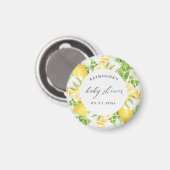 Aimant agrumes citron fleur baby shower monogramme (Recto/Verso)