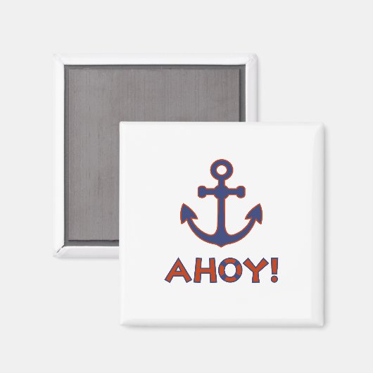 Aimant AHOY ! Bouée + Design Ancre Rouge+Bleu (Recto/Verso)