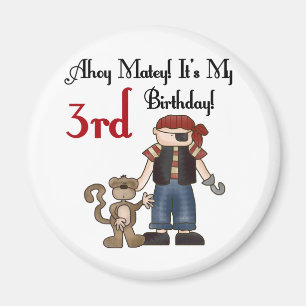Aimant Ahoy Matey Pirate 3ème Anniversaire Tshirts et cad