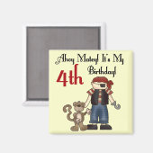 Aimant Ahoy Matey Pirate 4e Anniversaire Tshirts et cadea (Recto/Verso)